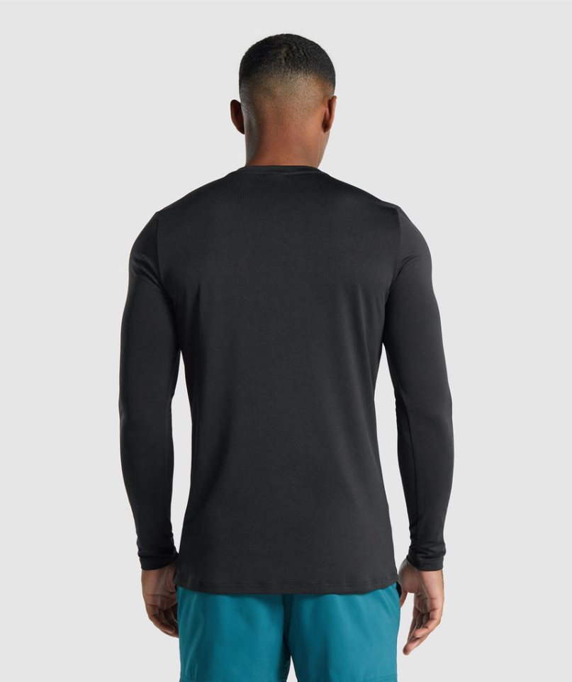 Men's Gymshark Arrival Long Sleeve Graphic T-Shirts Black | NZ 4LVXRQ